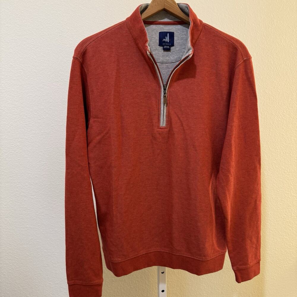 Johnnie O 1/4 Zip Sweater Mens M Orange Sully Performance Pullover Long Sleeve
